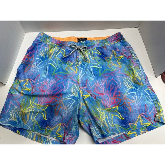 Michael’s Men’s Elastic Waist Drawstring Swim Trunks Lined Starfish Blue Size XL - Picture 1 of 13